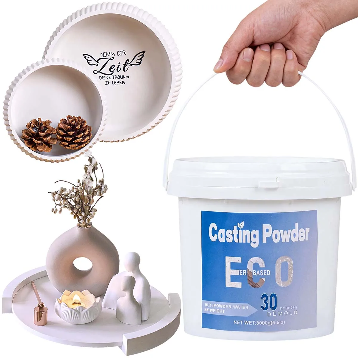 

3KG Barrel Resin Casting Powders DIY Handmade High Density White Gypsum Powder Craft Gifts Making Home Decor Molding Supplies