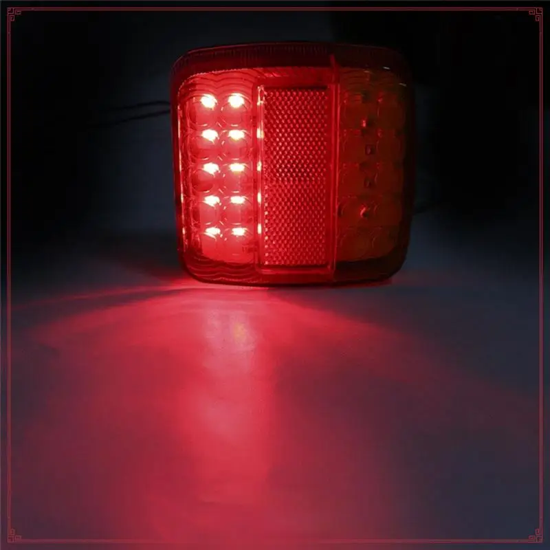 سحب الضوء الخلفي ل RV ATV دراجة نارية 2 قطعة 12 فولت 26LED مقاوم للماء سيارة الذيل ضوء مصباح مكبح وقف لوحة ترخيص عاكس #2