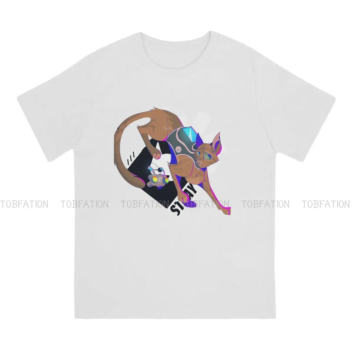 Style TShirt Stray Steam Game Cute Cat B-12 Robot Comfortable Hip Hop Graphic  T Shirt Short Sleeve Ofertas