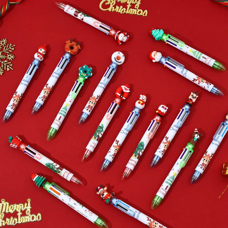 

20Pcs/Lot Multi Color Press Christmas Graffiti 6 Color Ballpoint Pen Cute Student Holiday Gift Kids School Office Stationery