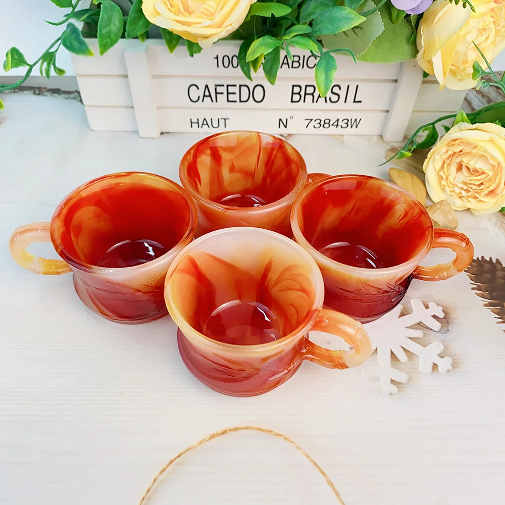 Artificial Carnelian Cup Crystal Hand Carving Bamboo Red Agate Glass Healing Polish Artificial Agate Kitchen  Home Decor