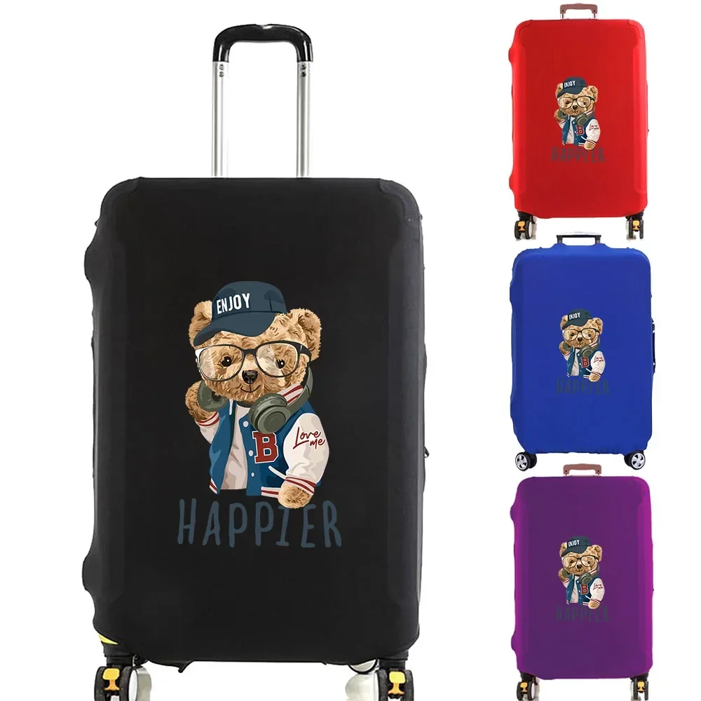 Luggage Cover Suitcase Protector for 18-32 Inch Trolley Travel Wisdom Bear Print Set Thicken Elasticity Dust Cover Anti-scratch