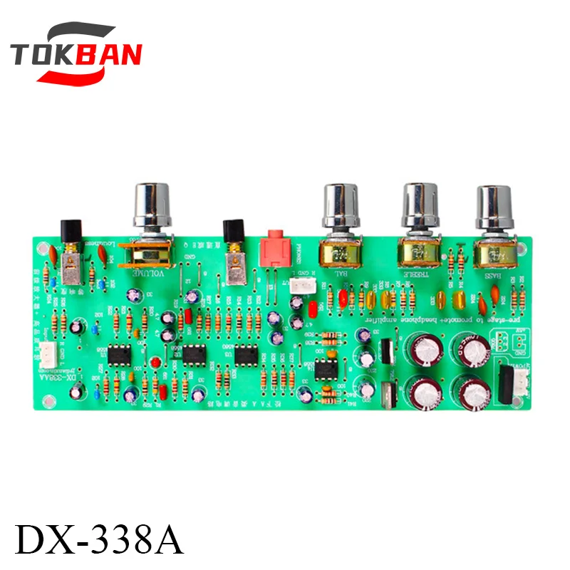 

TOKBAN DX338A Tone Board Preamplifier Board Treble and Bass Adjustment Support Headphone Dual AC12V for HIFI Amplifier Audio