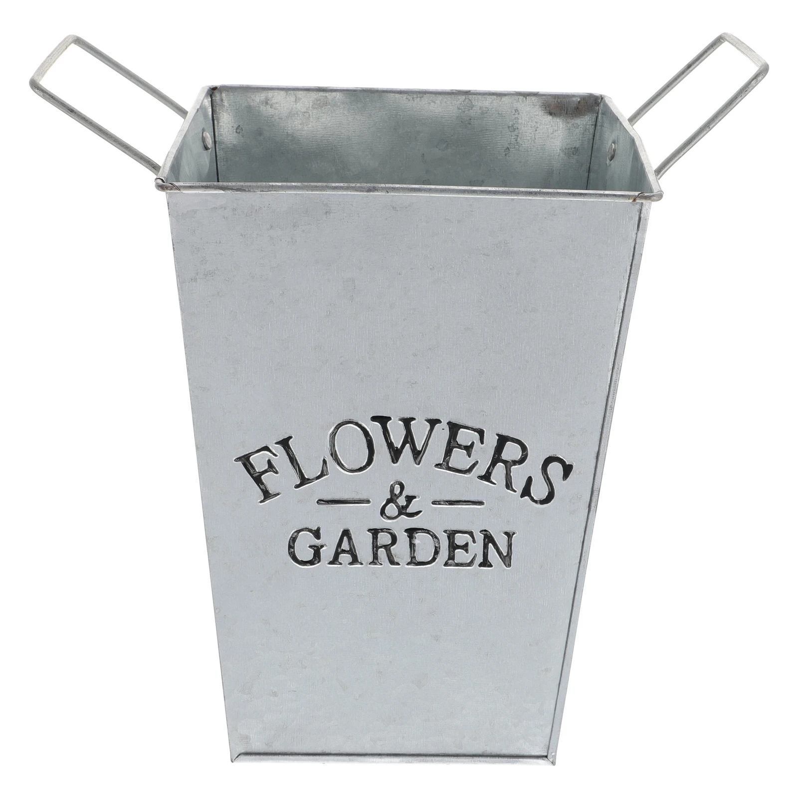 

Iron Flower Bucket Square Amphora Arranging Household nament Wicker Rural Style Silver Container Dried Flower Storage Decorative