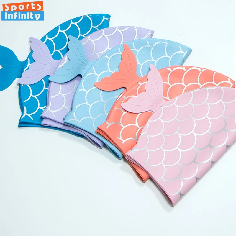 

Children's Swimming Caps Silicone Waterproof Cute Fish Scale Swim Cap Enlarged Swimming Cap for Boys Girls Swimming Accessories