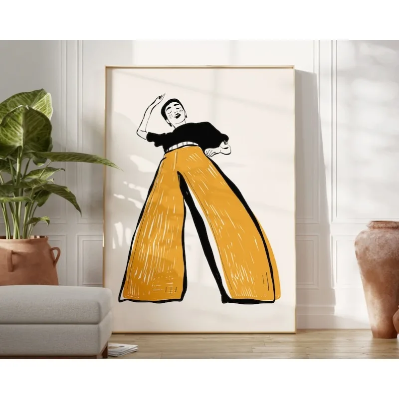 

1pc Retro Hippie Canvas Wall Art Poster, Abstract Women Wall Art Print for Living Room and Bedroom Decortions Gifts - Frameless