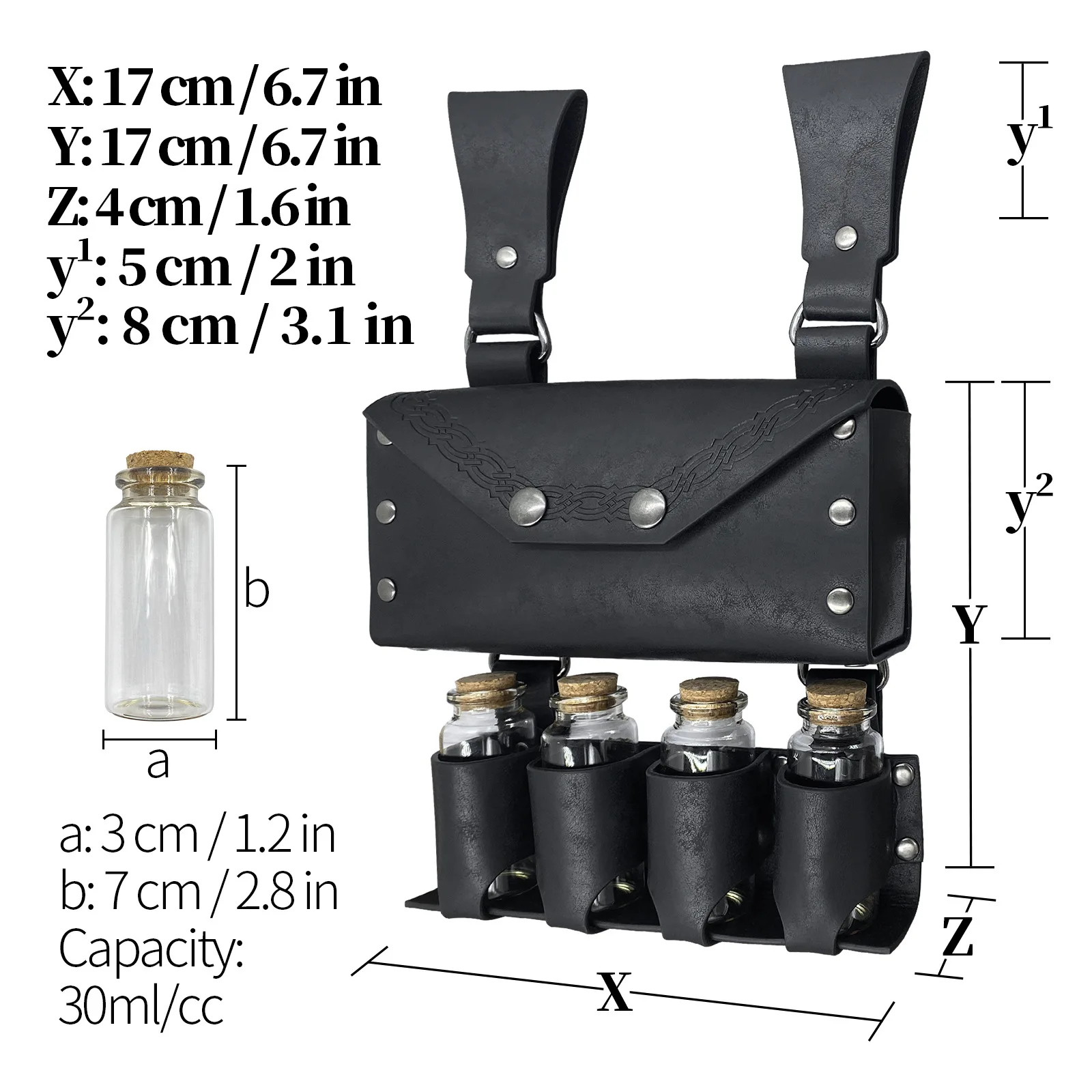 Mens Medieval Alchemy Bottle Pockets Nordic Viking Style Vintage Cosplay Props for Party