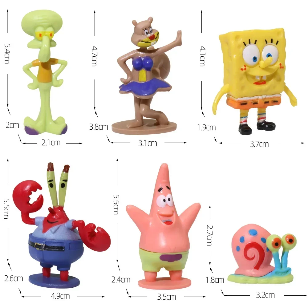 Anime Spongebobs Action Figures Cartoon Mini Dolls Fish Tank Decoration Landscaping Aquarium Accessories Boys Birthday Gifts