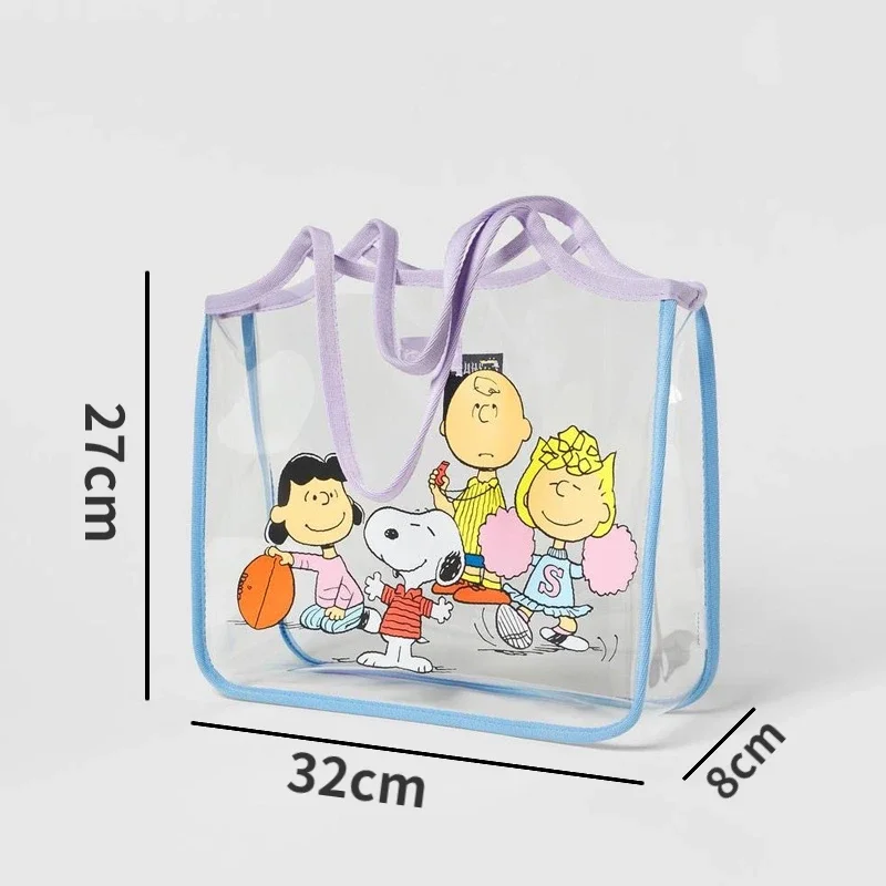 Snoopy Casual Large Capacity Shoulder Bags Shopper Transparent Fashion Harajuku Zipper Print Ulzzang Handbags Cheap Women