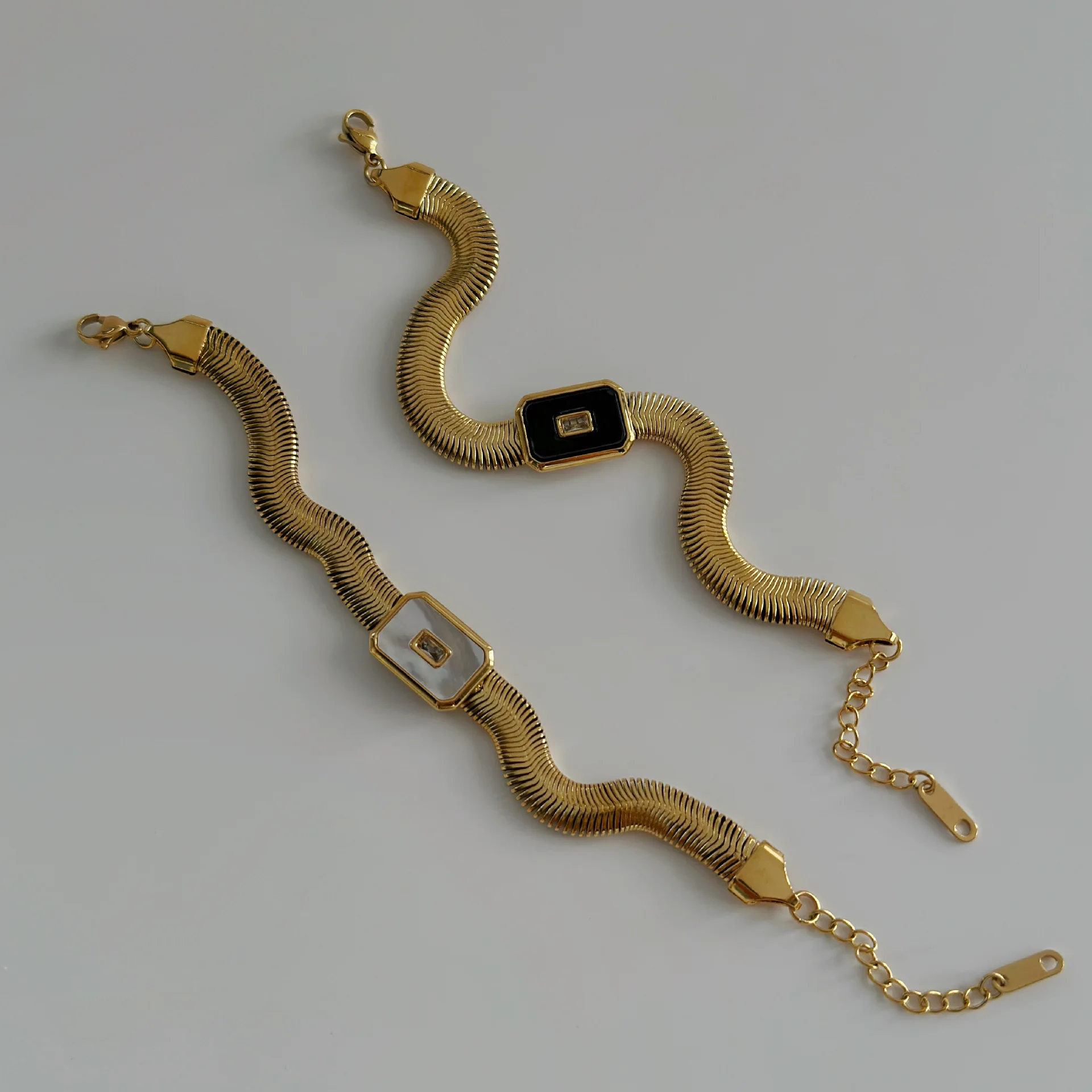 New ins Titanium Steel Snake Bone Chain Bracelet For Women Vintage Shell Square Bracelets Fashion Aesthetic Jewelry