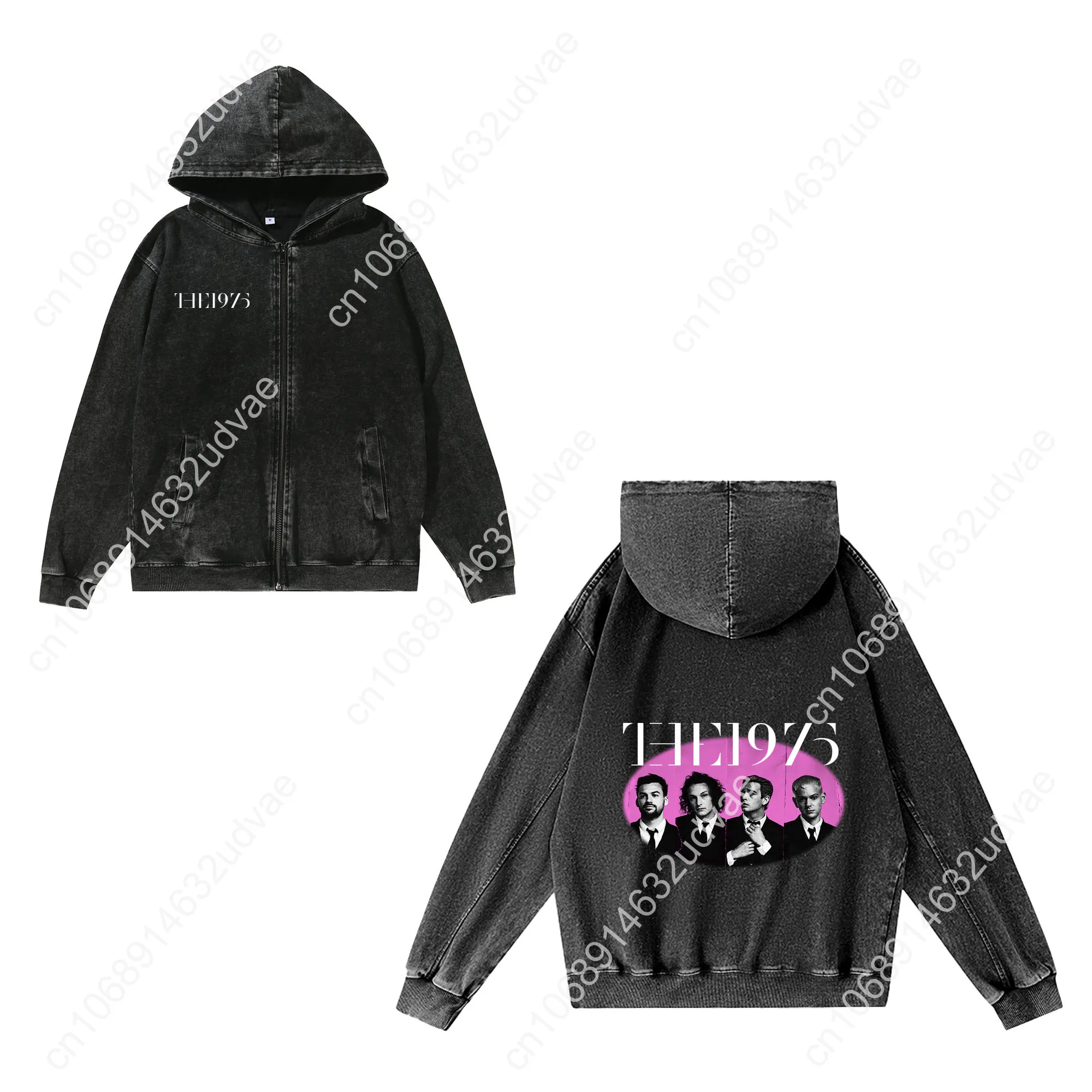 La felpa con cerniera del 1975 Uomo Donna Adolescente Felpe con cappuccio retrò Pullover vintage Felpa con tasca con zip intera Top