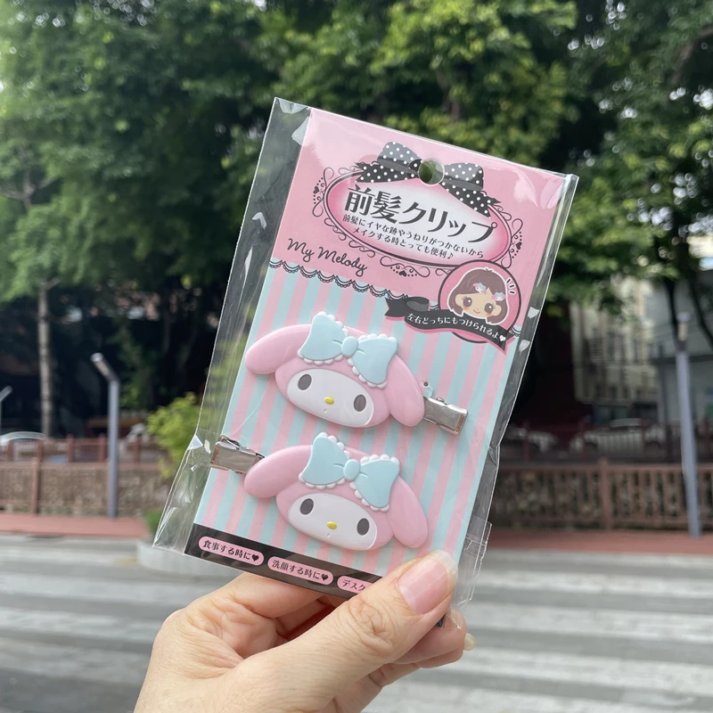2 szt. Sanrio Hello Kitty Spinki do włosów z grzywką z Japonii, akcesoria do włosów z postaciami z kreskówek dla dziewczynek, prezent urodzinowy
