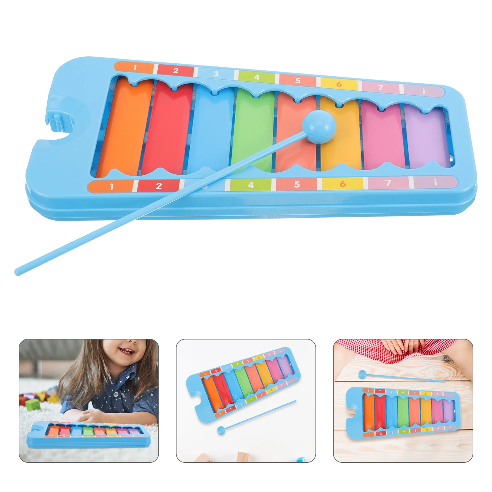 Bastoncini per xilofono per pianoforte per bambini Strumento musicale Giocattolo che bussa Regali per bambini Strumenti a percussione blu per adulti Bambino