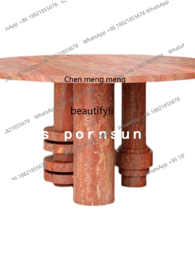 Wabi Sansan natural travertine dining table, simple marble, living room round dining table negotiation table
