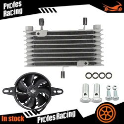 Aluminum Motorcycle Engine Oil Cooler +Fan Cooling Radiator 8 Row Cooling Radiator For 125CC-250CC Motorcycle Dirt Bike ATV