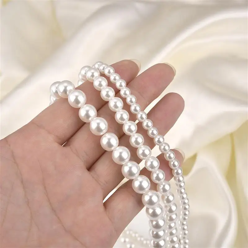 New Trendy Imitation Pearl Necklace For Men Temperament Simple Handmade Strand Bead Necklace Men Fine Jewelry Wedding Gift