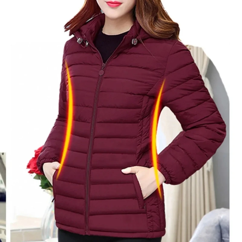 

Tops Coats Autumn Winter Warm Ultralight Jacket Parkas Middle Age Women Cotton-Padded Mother Cotton Coat Hooded Portable Outwear