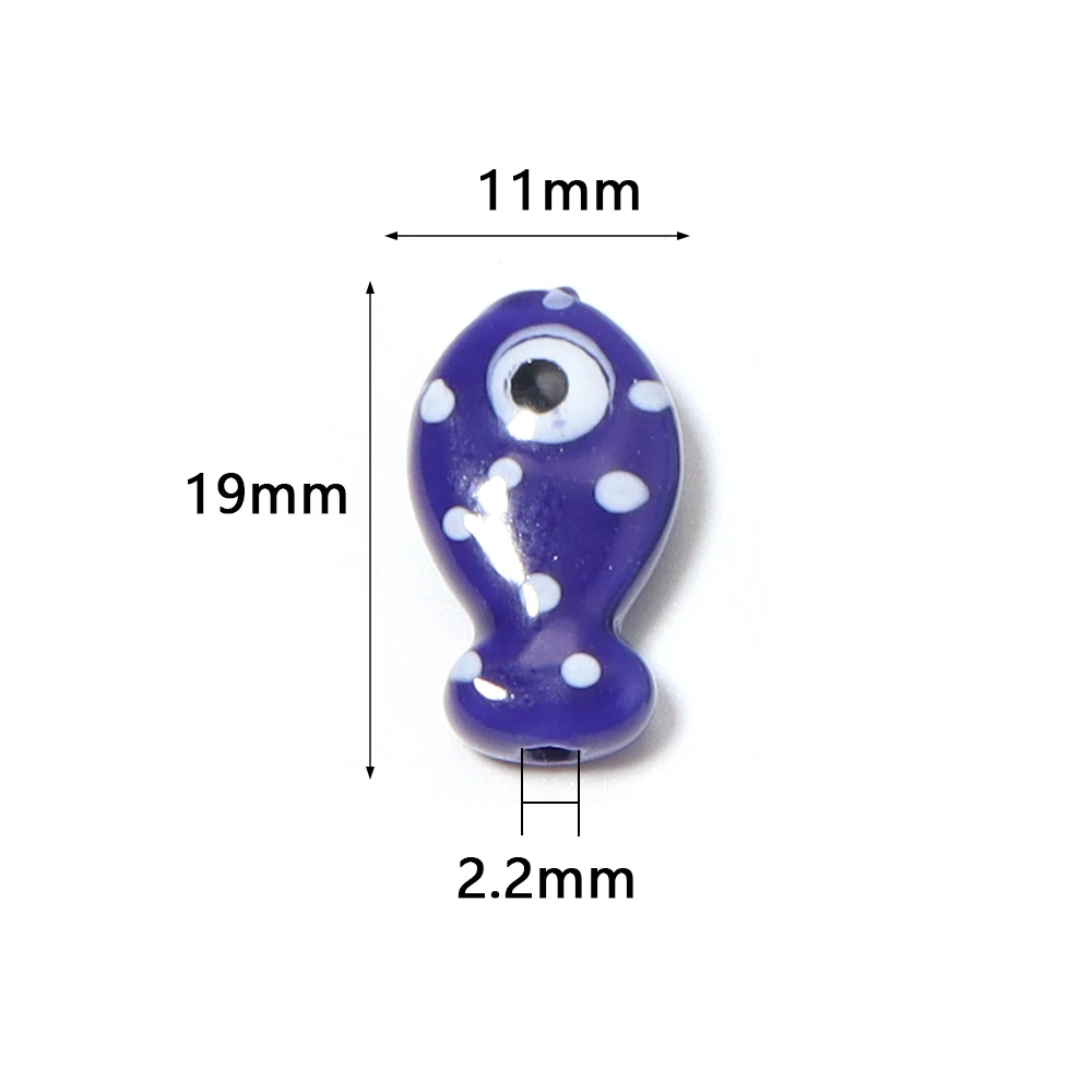 6pcs 11x19mm Fish-shaped Beads Ceramic Spacer Loose Porcelain Bead For Jewelry Making Findings DIY Bracelet Necklace Accessories image 3