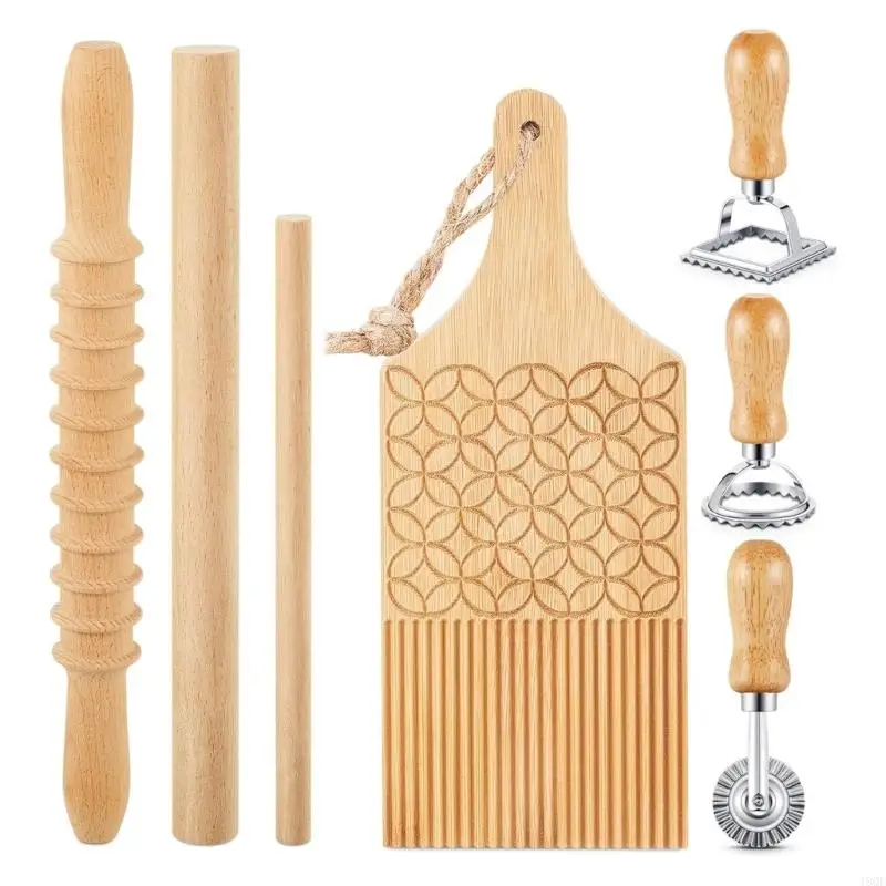 

19QE Board Ravioli Stamp Rolling Pin Gnocchi Board Perfect for Handmade Pastas