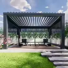 

Водонепроницаемая уличная алюминиевая биоклиматическая пергола с моторизованными ламелями, современная садовая беседка-навес, роскошная терраса-солярий
