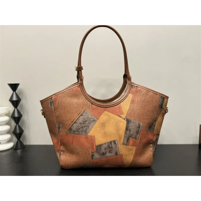 Tote Bag Handbag Retro Style Stitching Ml204314 Crossbody Beach Brown Khaki  Holiday Wear Outdoor Feminina Ladies Hand Bags