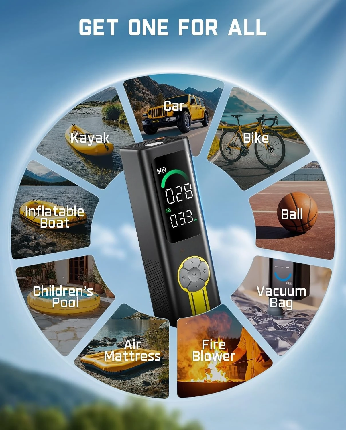 

Портативный воздушный компрессор X10 Cross Tire Inflator, воздушный насос для быстрой накачивания/рассказки, беспроводной насос 150PSI с подсветкой