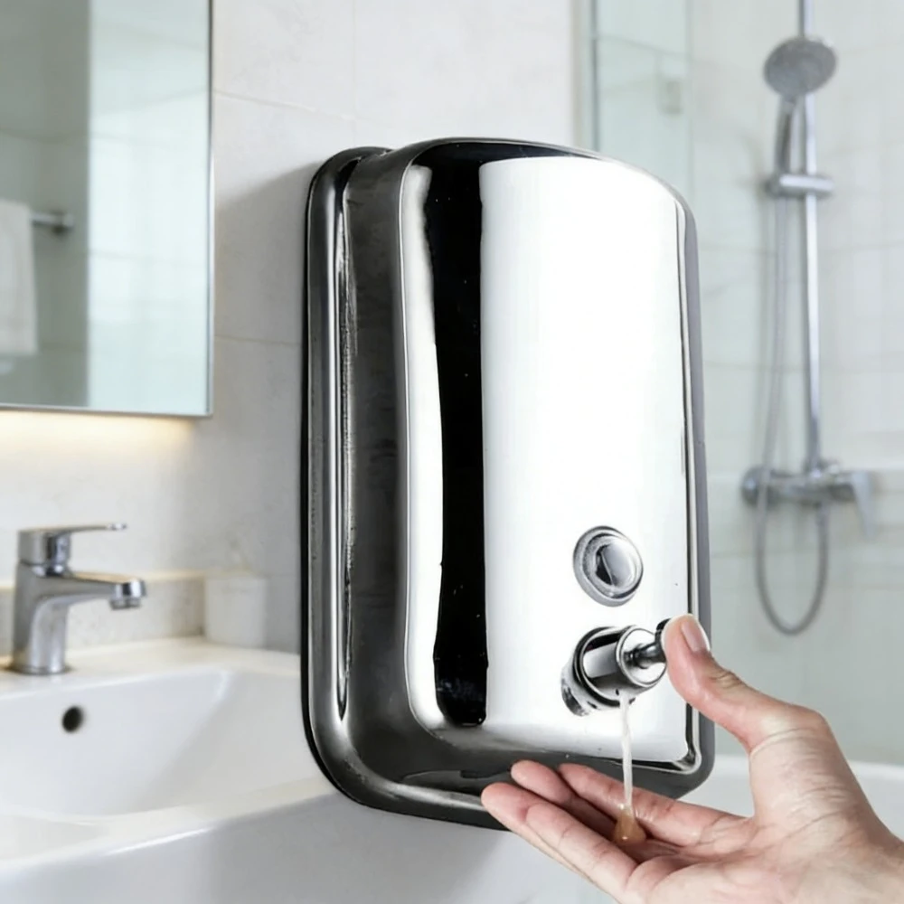 

500ml Bathroom Dispenser Wall-Mounted Manual Soap Shampoo Shower Gel Body Wash Container