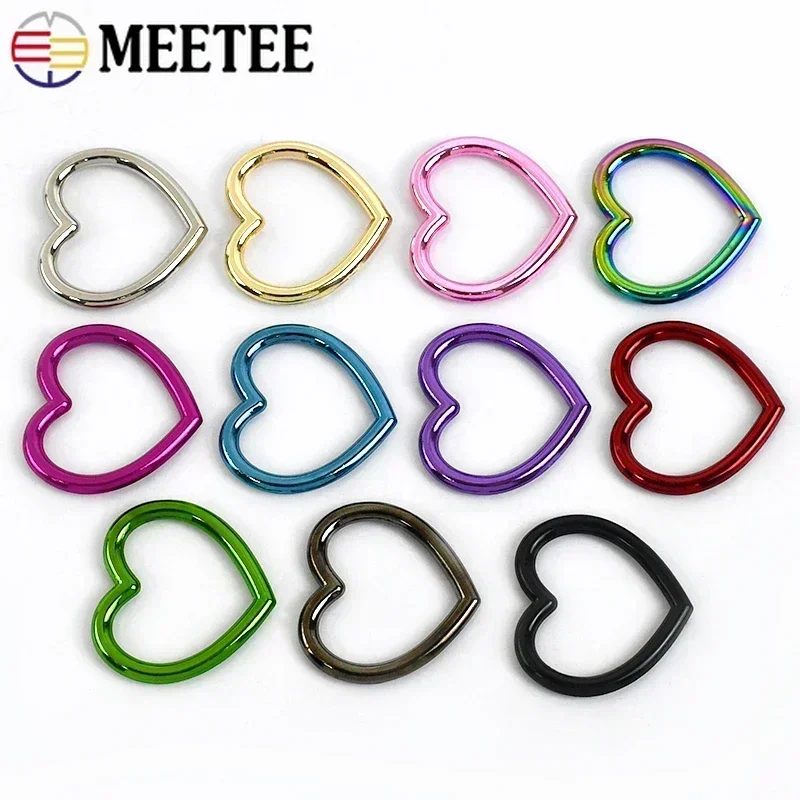 

Meetee 10-50Pcs O Ring Metal Buckle Heart Shaped Circular Rings Hook Bag Strap Connecting Round Circle Buckles Craft Accessories