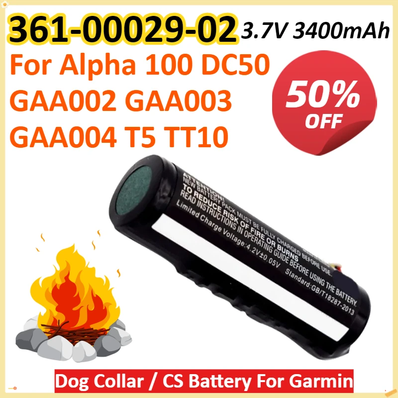 

361-00029-02 3.7V 3400mAh Dog Collar / CS Battery For Garmin Alpha 100 DC50 GAA002 GAA003 GAA004 T5 TT10 TT15