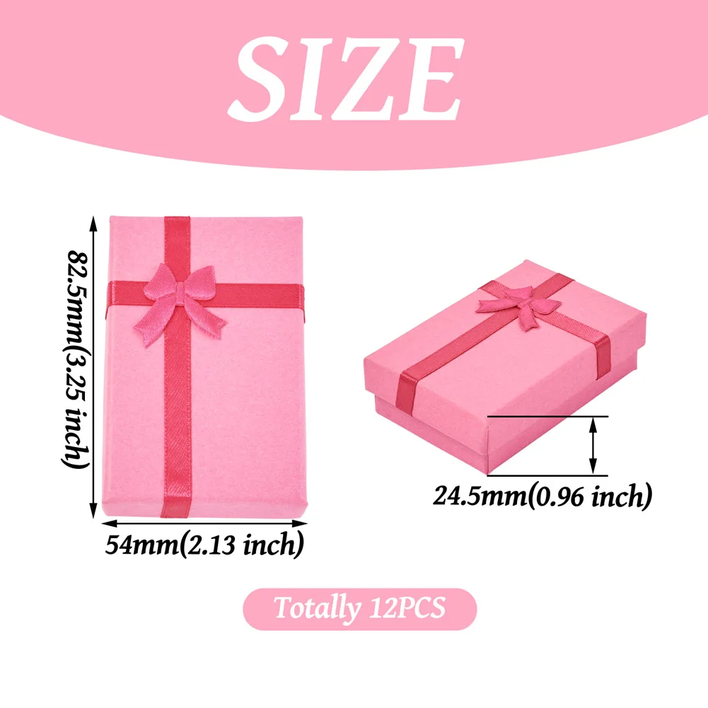 12PC 8.25x5.4x2.45cm Cardboard Bracelet Storage Boxes Rectangle with Bowknot for Jewelry Necklace Earring Bracelet Display