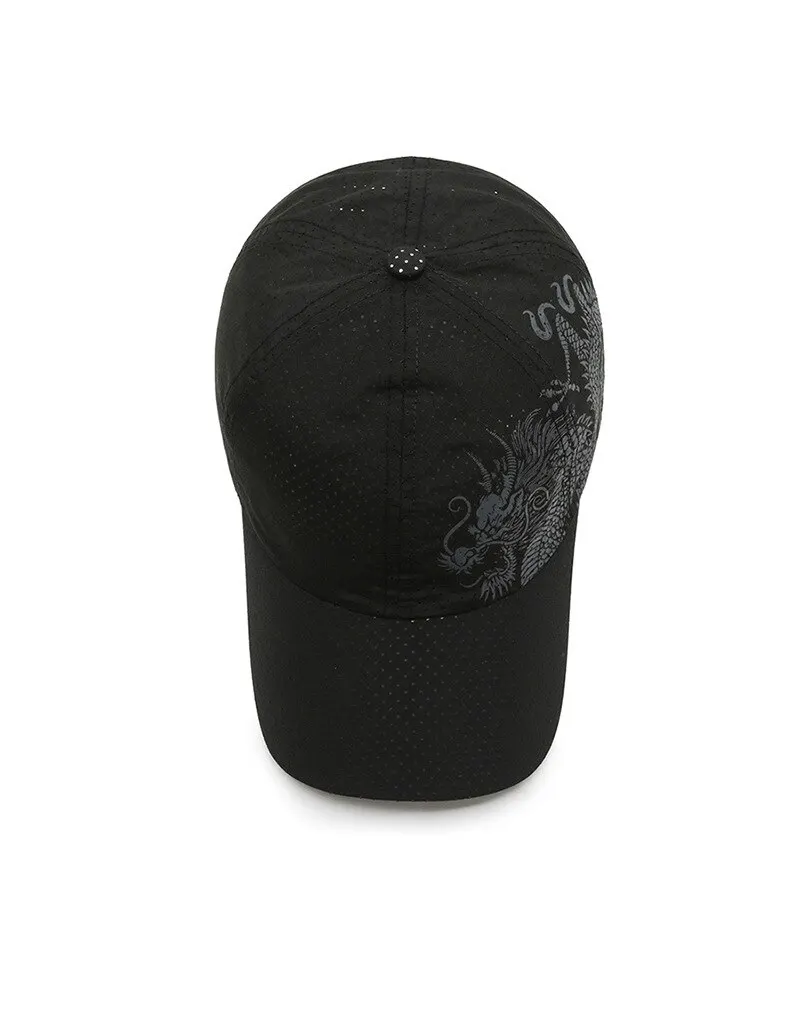 Hat, Chinese Style Printing Dragon Baseball Cap, Polyester Outdoor Quick Drying Hat, Sun Protection Hat, Cap, Cap, Both Men And