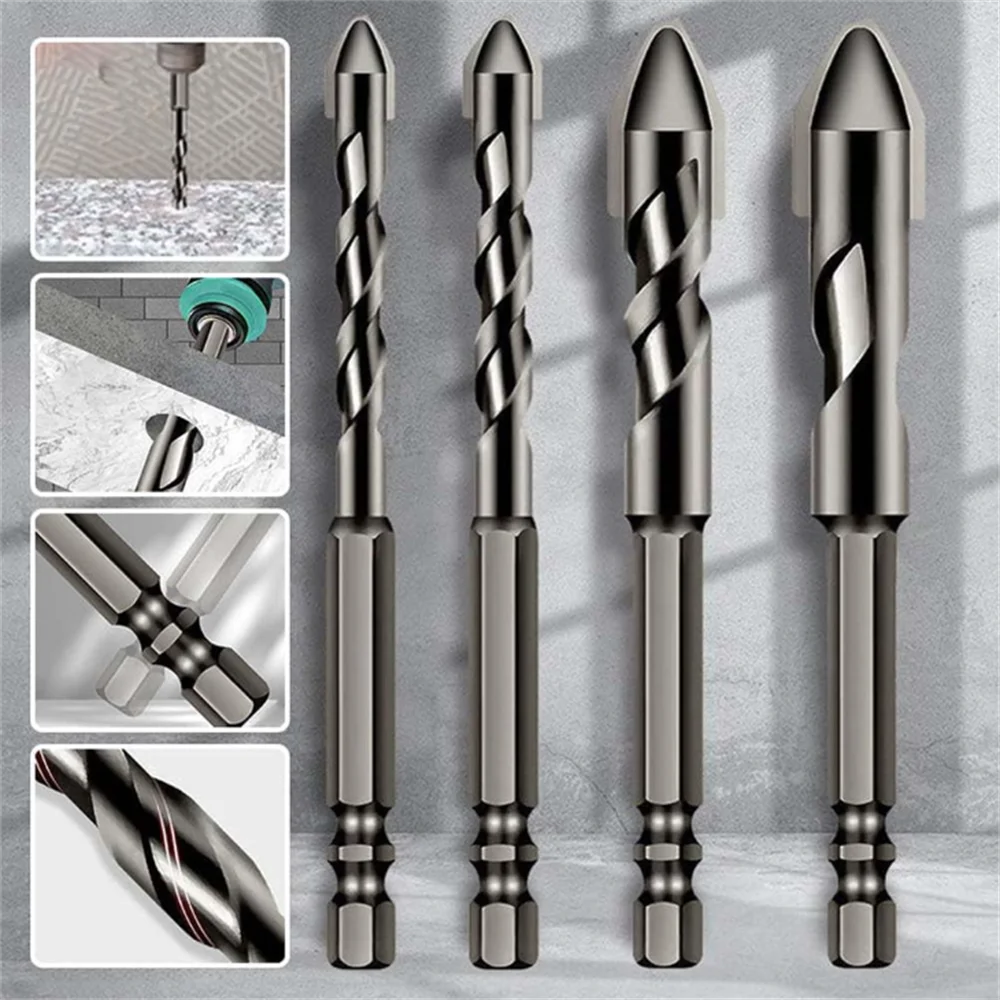 6/8/10/12mm High Hardness Eccentric Drill Precision Drilling Glass Cement Metal Ceramic Punching Rock Slab Triangle Drill Bits