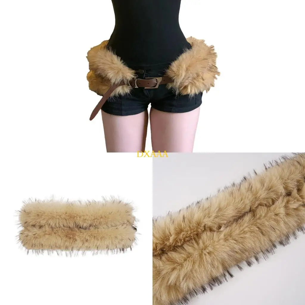 

DXAA Faux Furs PU Leather Corset Belt With Plush Patchworked Design Waist Cincher Band For Women Casual Wear Formal Occasion