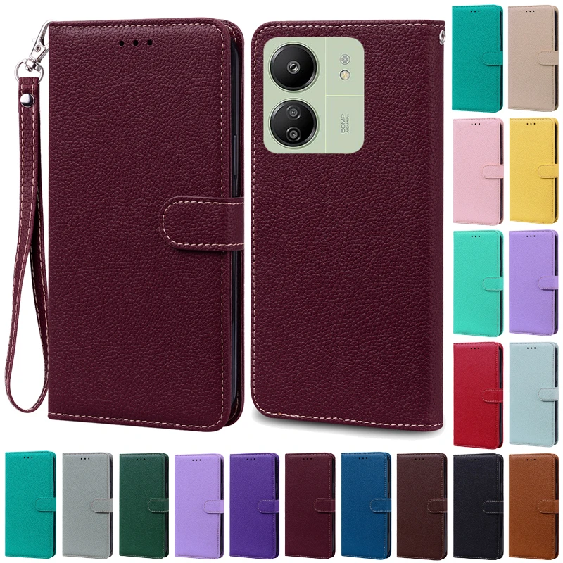 

Hot For Xiaomi Redmi 13C 4G Case Leather Wallet Flip Case For Redmi 13C Cover Coque Fundas For Redmi 13C 5G Redmi13C Phone Case