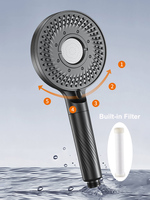 New 5 Modes Big Boost Shower Head with Filter 122mm Large Panel High Pressure Spray Nozzle Handheld Shower Bathroom Accessories