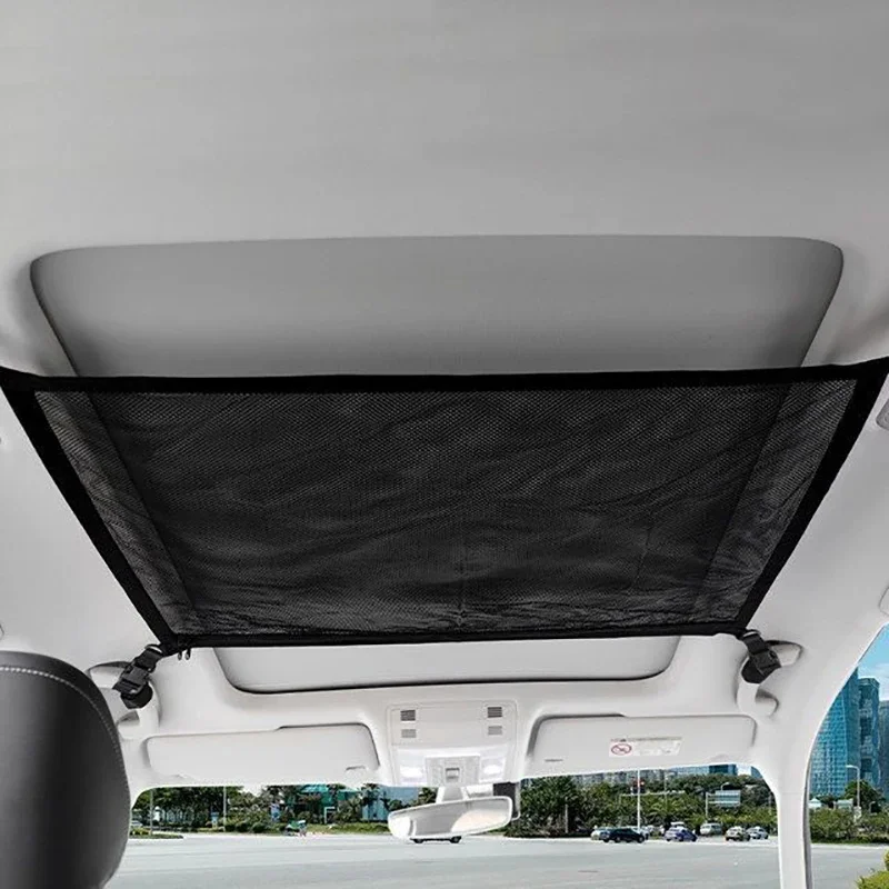 SUV's Interior Storage Ceiling Net Pocket Black Car Roof Storage Net Bag - Universal Fit Mesh Organizer for Luggage, 6