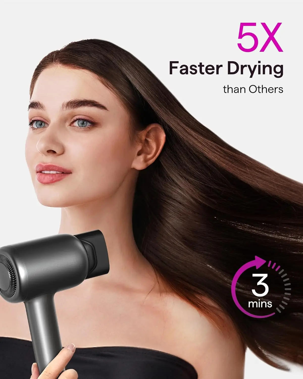

Hair Dryer, Fast Drying Blow Dryer with Diffuser, High Speed Hair Dryer with 110,000 RPM, Pro Negative Ions