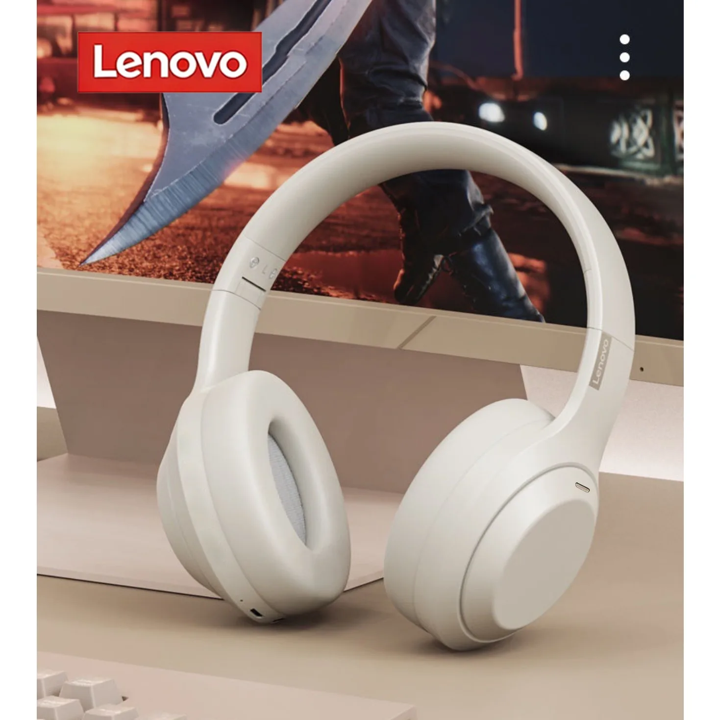 Original Lenovo Bluetooth Earphones Over-ear Foldable Computer Wireless Headphones Noise Cancellation HIFI Stereo Gaming Headset