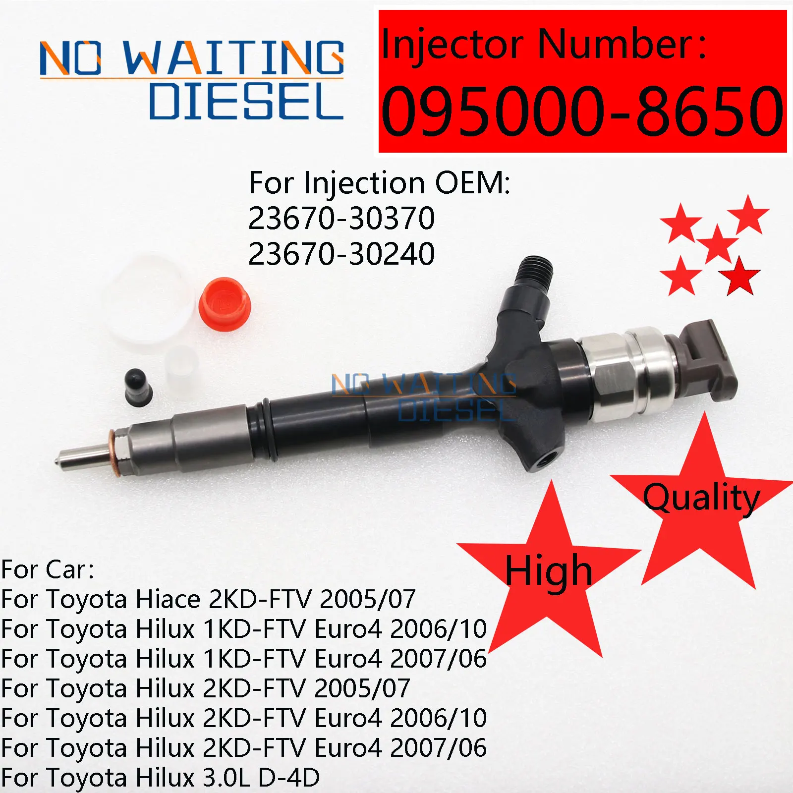 

095000-8650 Fuel Injector Assembly 0950008650 Common Rail Injection 095000 8650 For Toyota Hiace 2KD-FTV 23670-30370