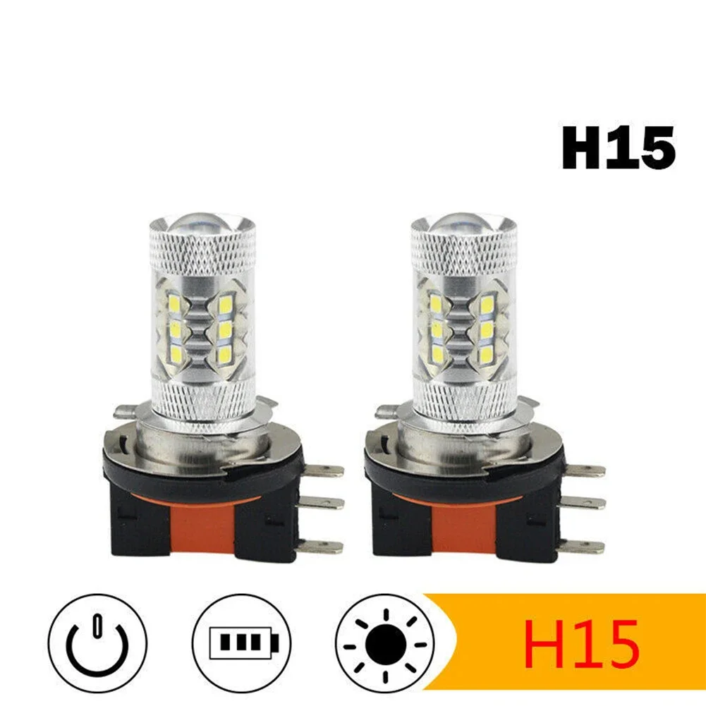 High Quality Brand New Practical Fog Lights Lights LED Headlight Bulb White Light H15 1100LM 16LEDs 3030 6500K