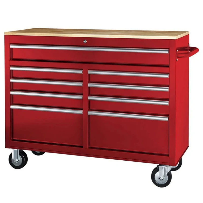 

In Drawers Metal Industrial Work Workshop Storage Cinet With Solid Wood Top