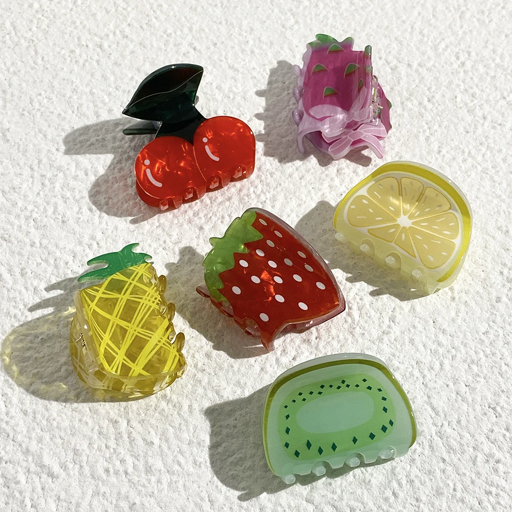 

Cute Acrylic Fruits Printed Crab Clamp New Strawberry Cherry Lemon Hairpin Hair Claw Clip Accessories For Women Girls Tool