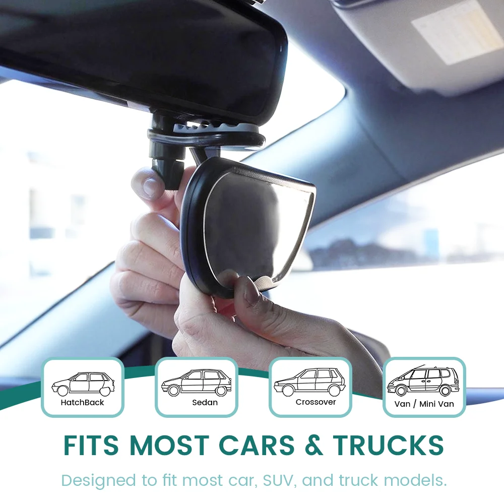 Clip-On Baby Car Mirror, 360° Adjustable Rear View Mirror for Back Seat, Fits Most Cars, Non-Slip Clasp for Forward/Reverse Faci