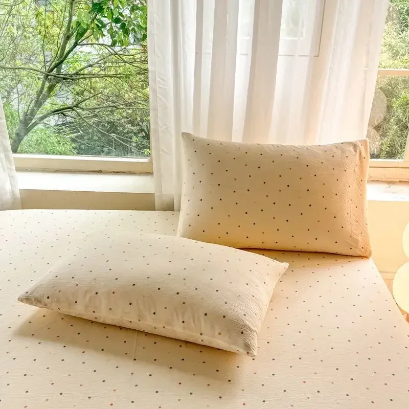 Minimalist Ins Style Plain Color Cartoon Pillow Covers, Antibacterial Breathable Double Layer Gauze for Baby, Dormitory Pair Set