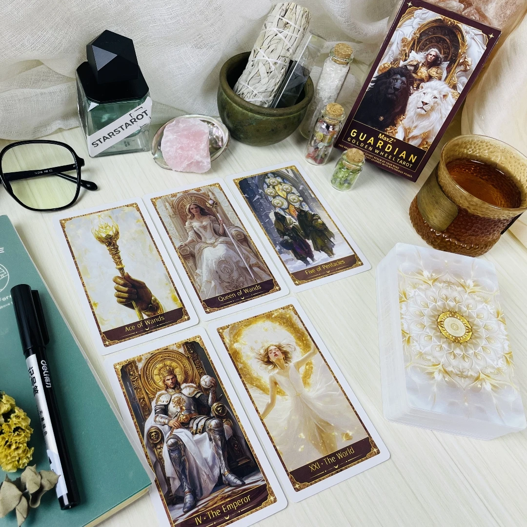 

Колода Таро для начинающих, 78 карт, карты Таро Guardian Golden Wheel, стандарт RWS | Простой учебный справочник | Набор инструментов для гадания