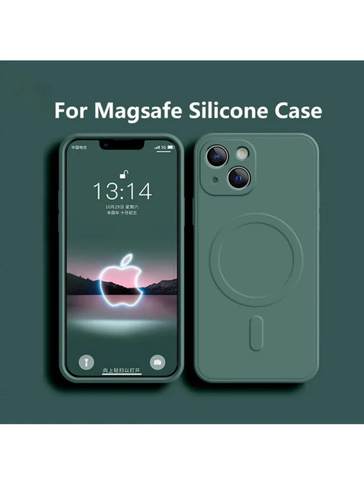 MagSafe Magnetische Draadloze Oplaadhoes voor iPhone 17 16 14 13 12 11 15 Pro Max Mini XR XS Zachte Vloeibare Siliconen Achterkant Cover - afbeelding 2