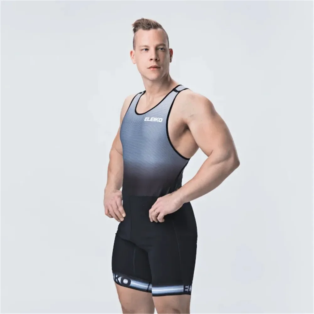 Mężczyźni Powerlift szelki garnitur podkoszulki zapaśnicze Skinsuit body stroje kąpielowe siłownia Sport odzież fitness Run Speedsuit rajstopy