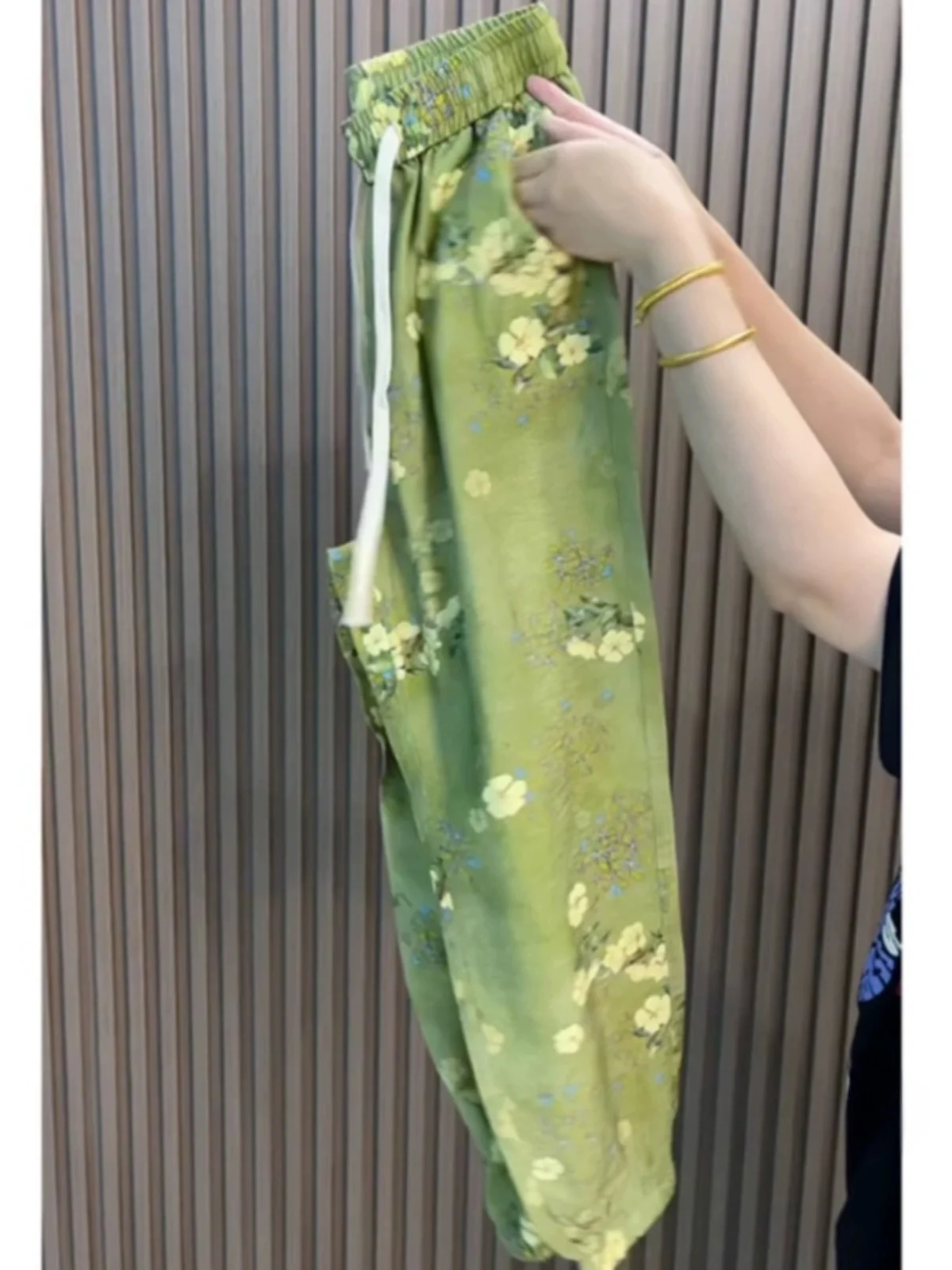 쿨 캐주얼 팬츠 여성 여름 신상 큰 사이즈 루즈핏 커프드 레저 바지 트렌디 하렘 팬츠 하이웨이스트 나인 포인트