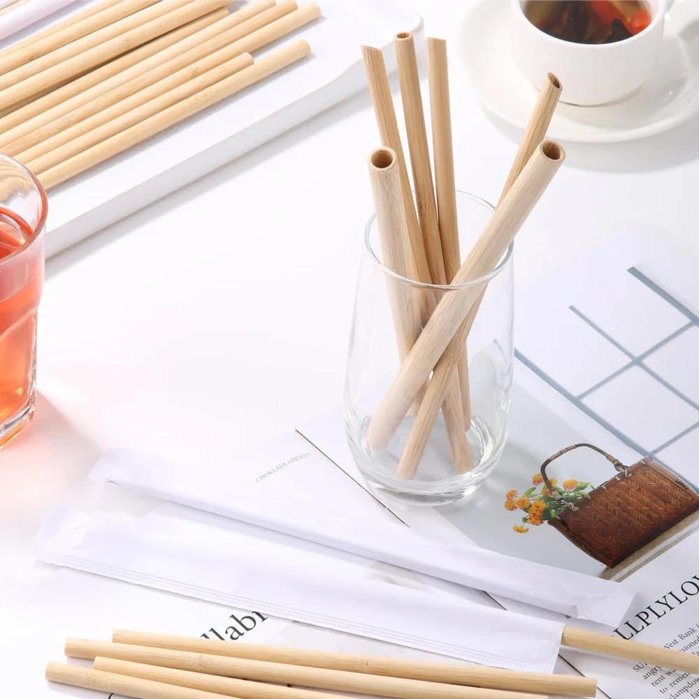 Bamboo Straws Cocktail Drinking Resuable Straw Party Wedding Kitchen Tableware Supplies Drink Milk Juice Milk Tea Cola Straws