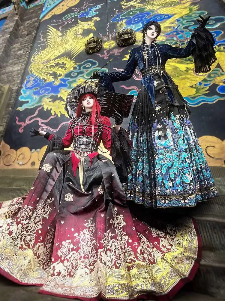 New Chinese Style National Style Han Elements Horse-face Skirt Womens fashion Year Of The Snake Heavy Industry Long Skirt